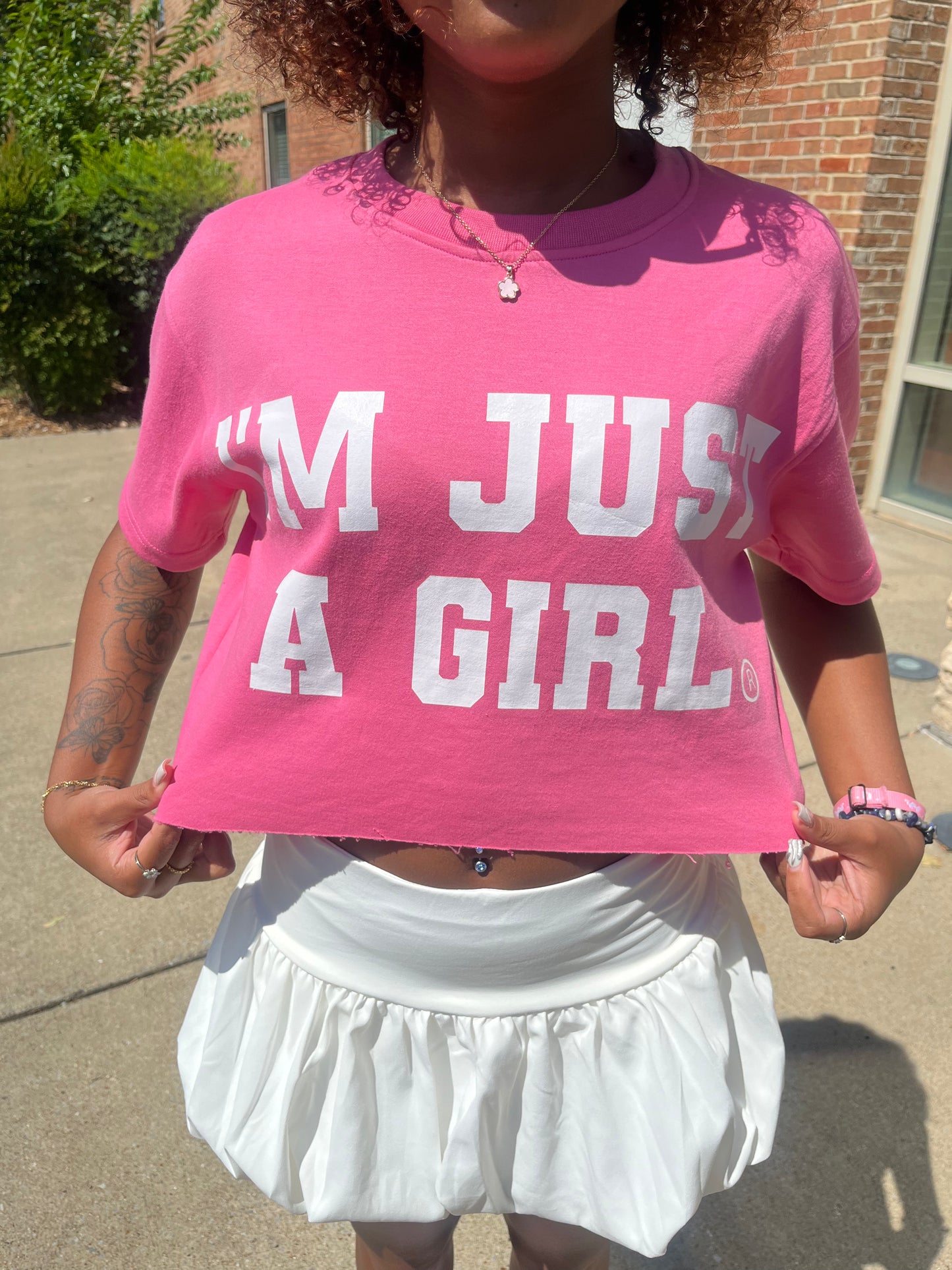 Pink "I'M JUST A GIRL" Tee