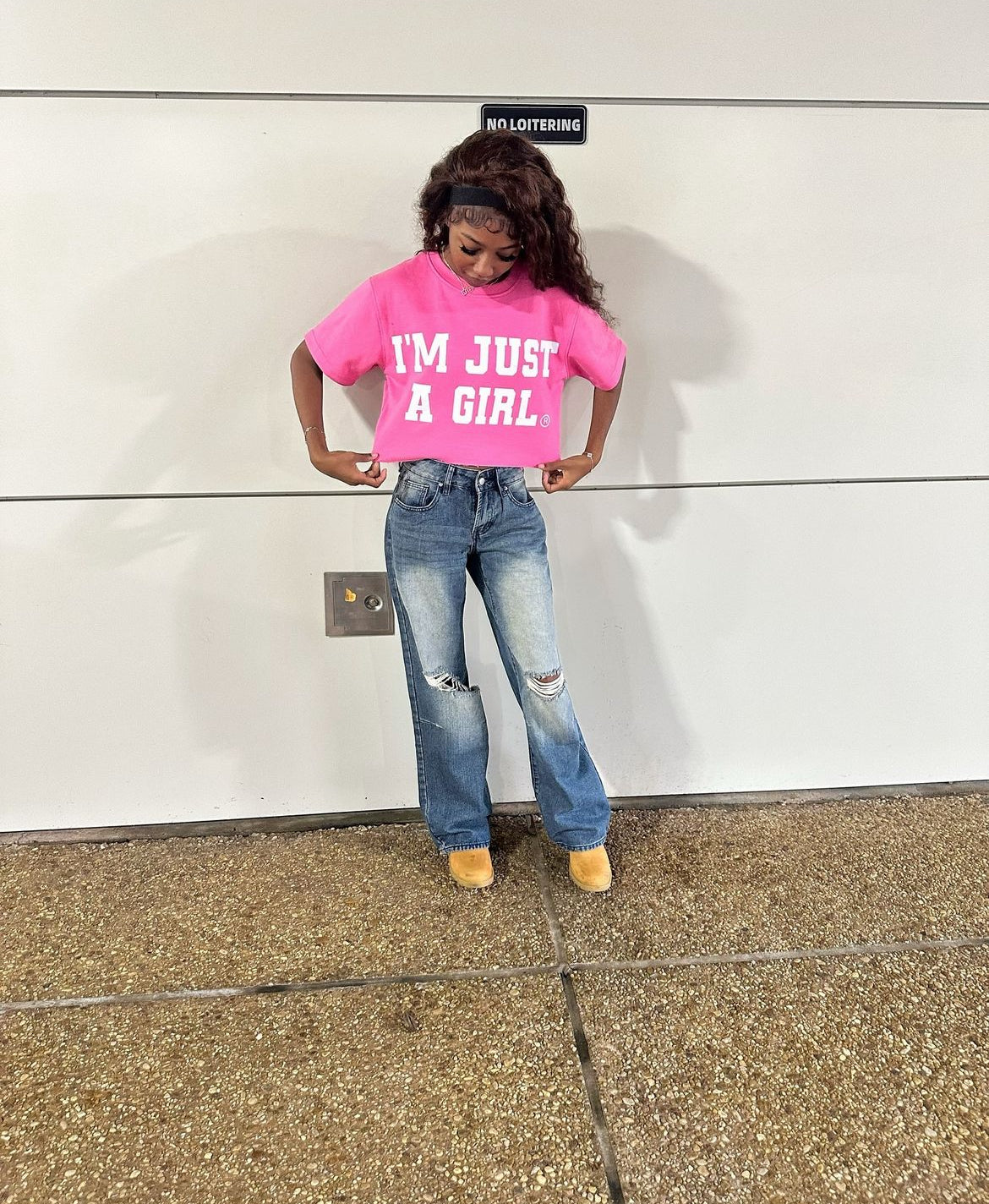 Pink "I'M JUST A GIRL" Tee